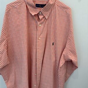 Ralph Lauren Men's Deep Orange with Green Checkered Shirt Sz 4XB
